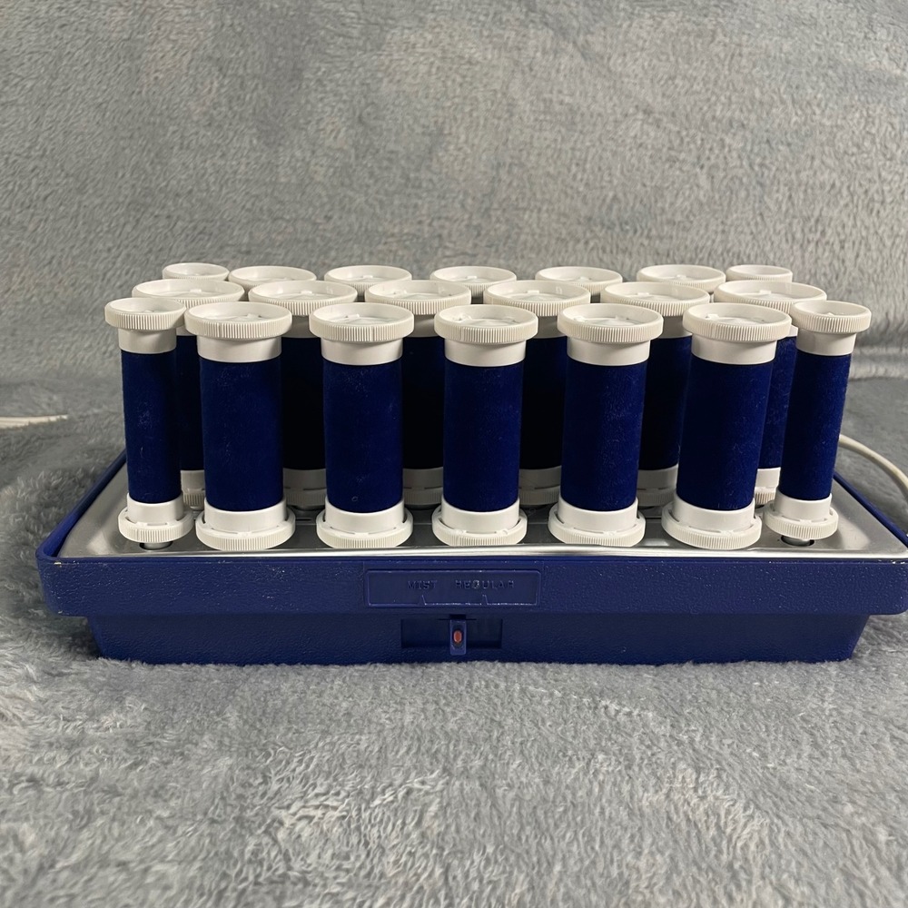 Remington Aqua Curl Heated Hair Roller Set 20 Rollers Blue Velvet Complete Base - Picture 3 of 6
